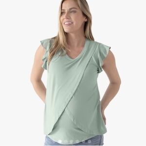 Kindred Bravely Flutter Sleeve Nursing Top Mint Green